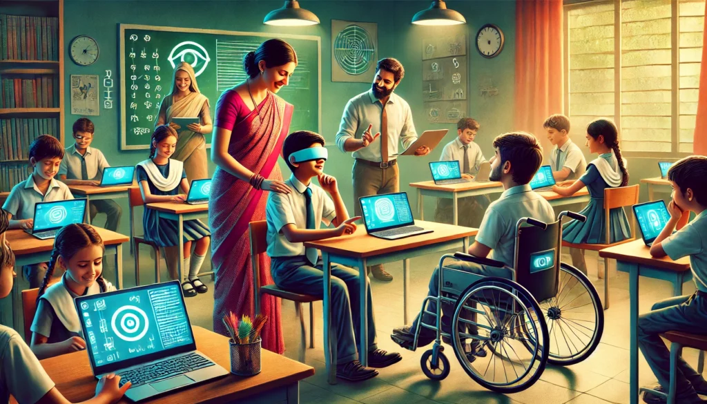 classroom with teachers and students with disabilities