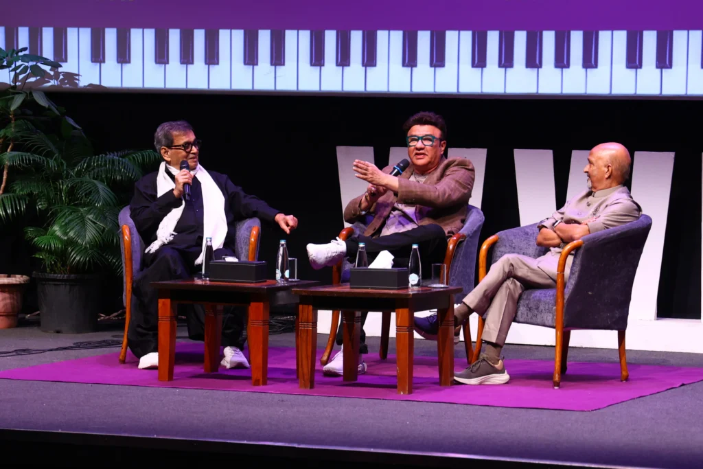 Founder and Chairman of Whistling Woods International Subhash Ghai with Anu Malik and Sameer Anjaan at the Cadence Music Festival 2025 Founder and Chairman of Whistling Woods International, Subhash Ghai with Anu Malik and Sameer Anjaan at the Cadence Music Festival 2025