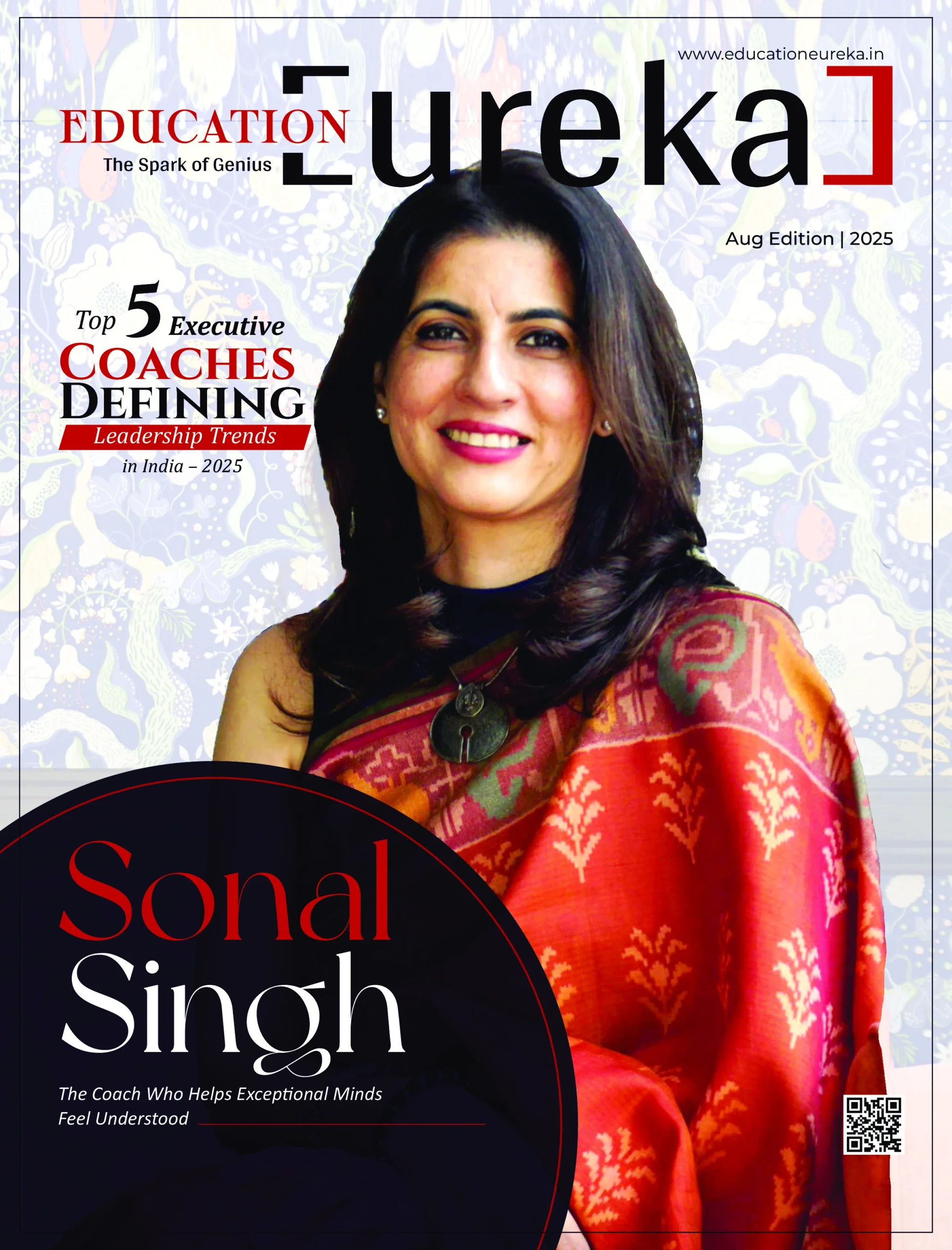 Sonal Singh on the cover of Education Eureka magazine August 2025 edition, recognized among India’s top 5 executive coaches.